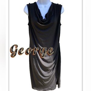 Womens Vintage George Cowl Neck & Bodice Black Sleeveless Dress NWT M 8/10